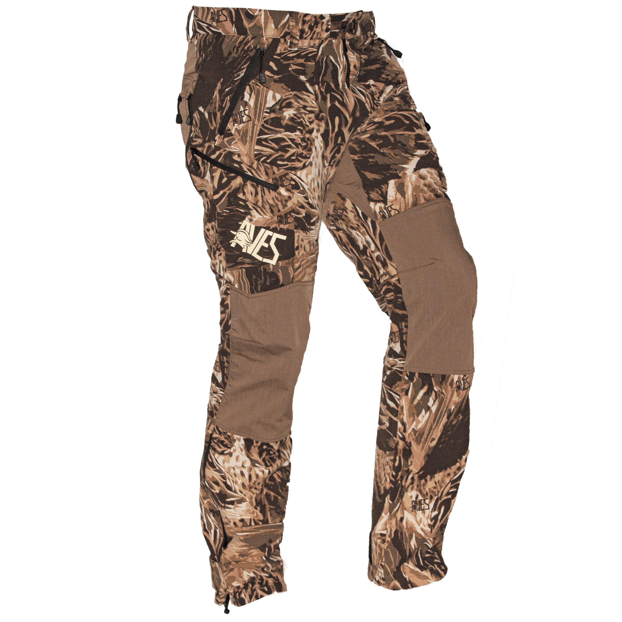 AVES drifter pant camo best duck hunting mid-weight 4-way stretch outer layer pant side view