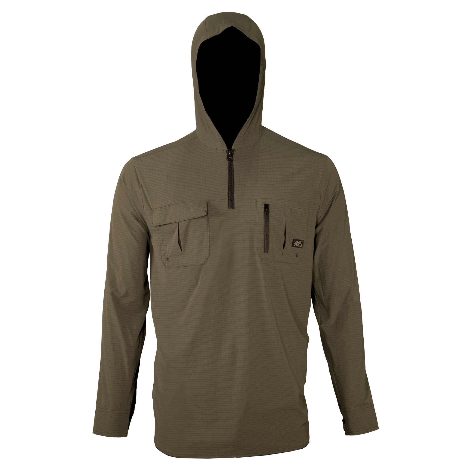 AVES Dot.Air Long Sleeve Hoodie Olive Green top-rated hunting gear lightweight 360 degree breathability front