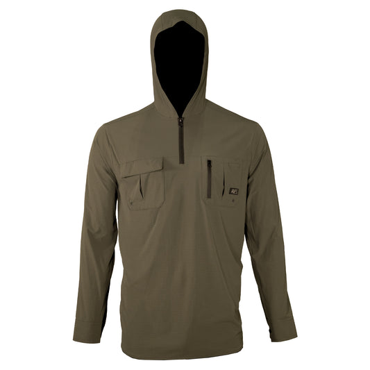 AVES Dot.Air Long Sleeve Hoodie Olive Green top-rated hunting gear lightweight 360 degree breathability front
