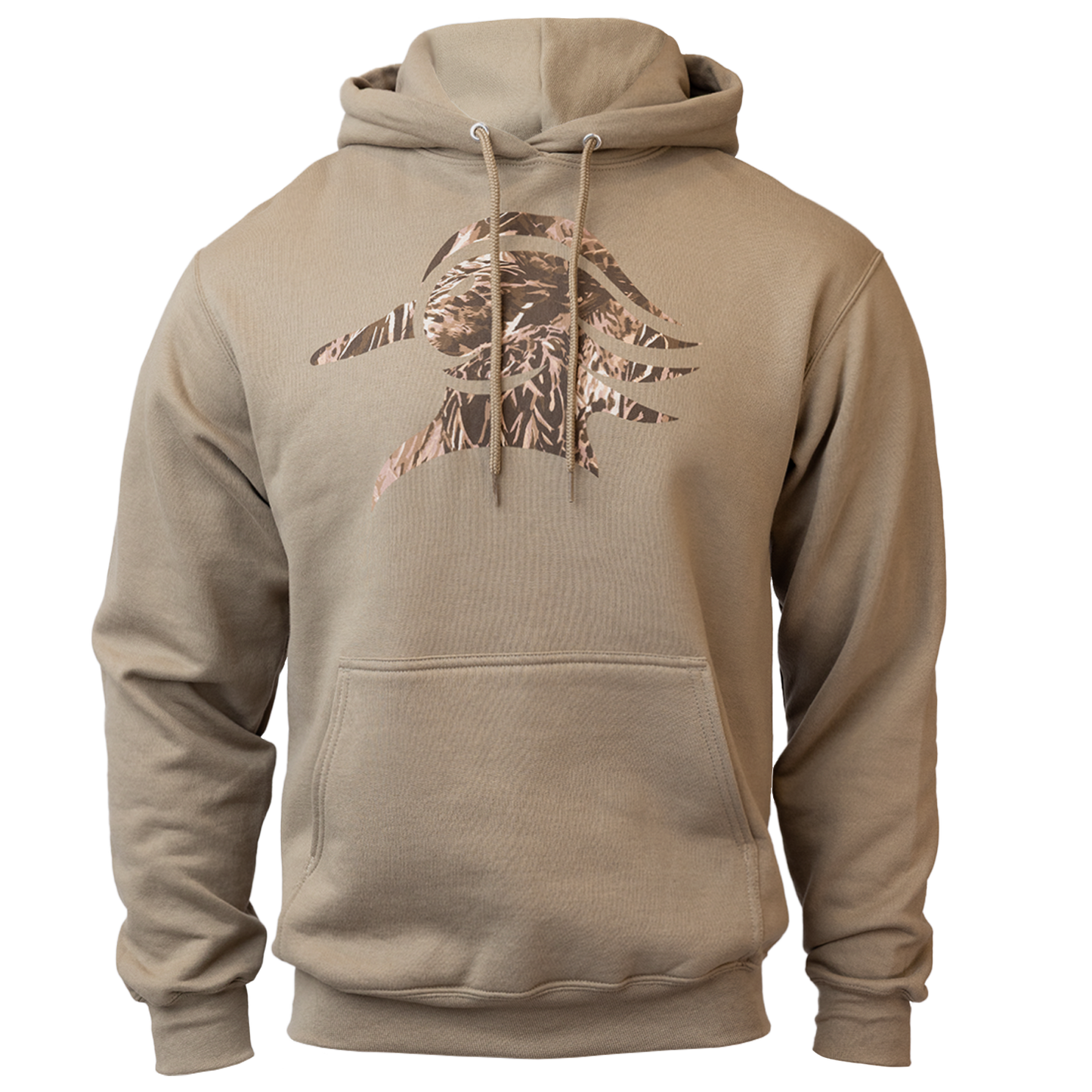 AVES Duck Refuge Hoodie Coyote Brown Branded Logo Gear hoodie Front