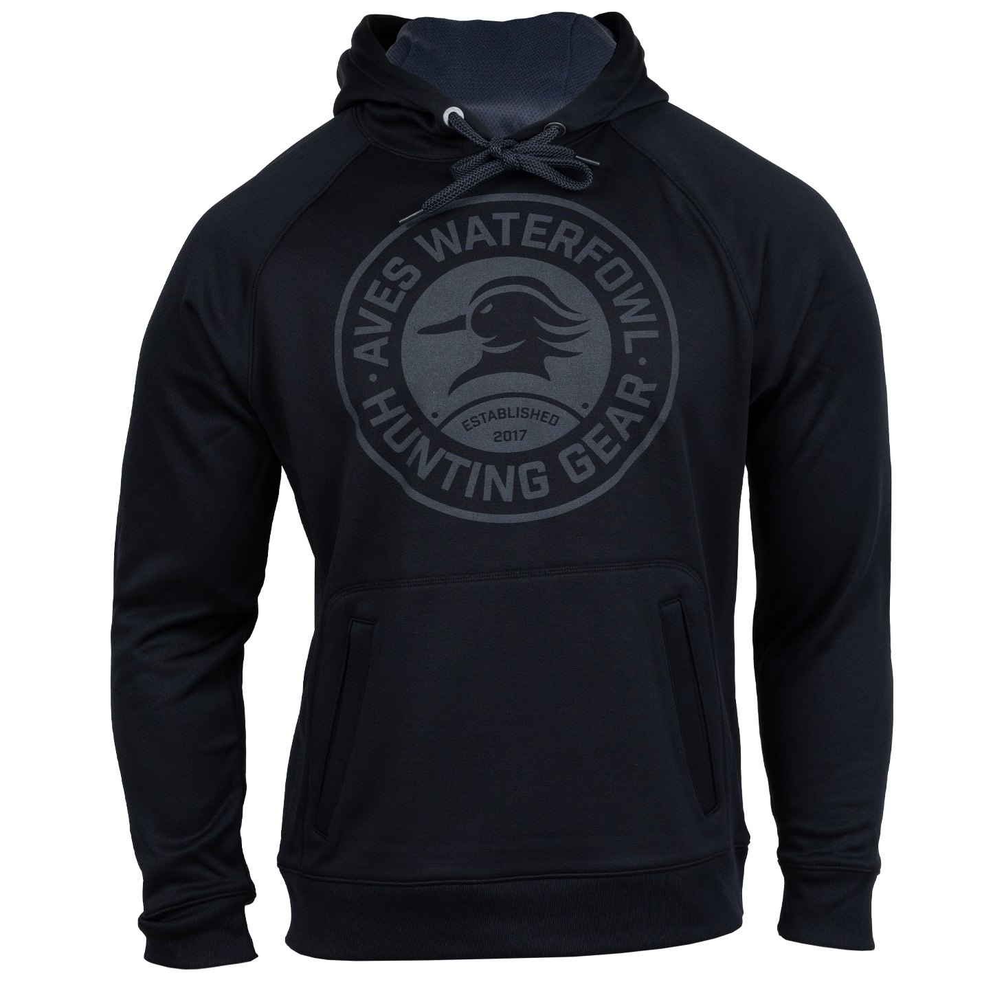 AVES Hunting Gear Hoodie Black  Branded Logo Gear front
