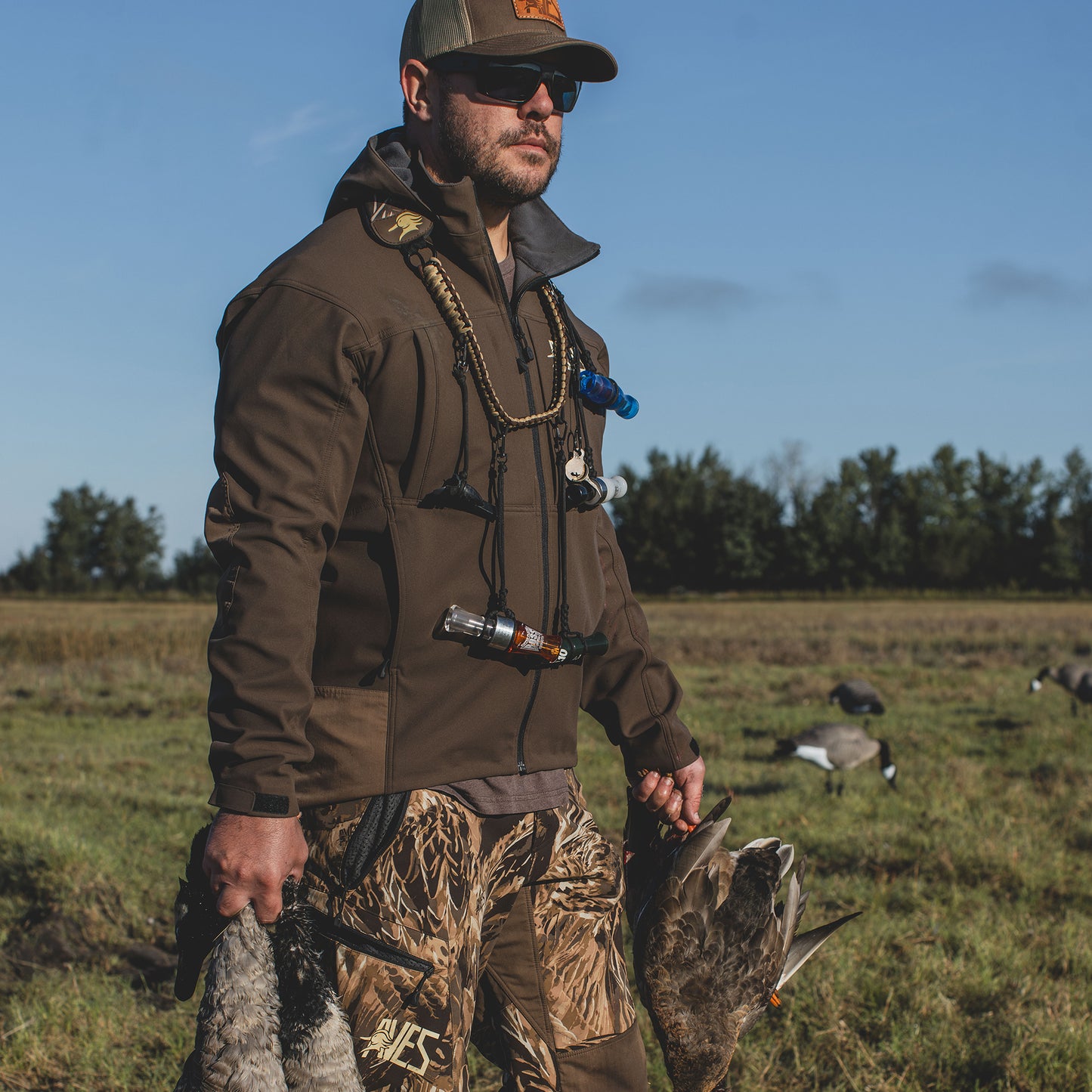 AVES Elite Call Lanyard refuge camo best goose hunting versatile call lanyard neck pad