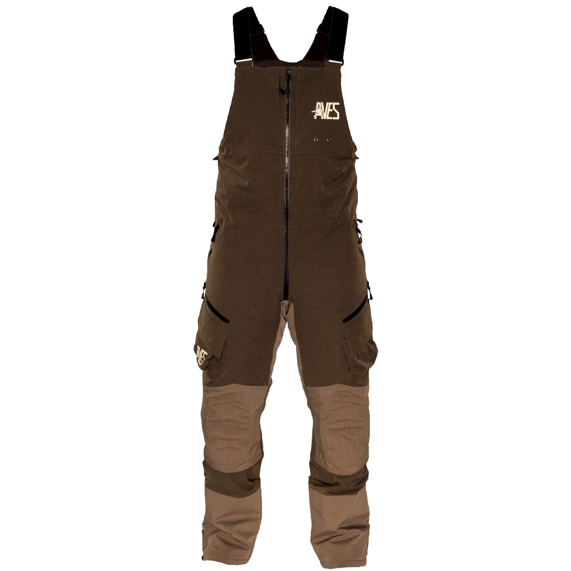 AVES Bering Bibs solid brown best duck hunting cold weather waterproof insulated bibs front