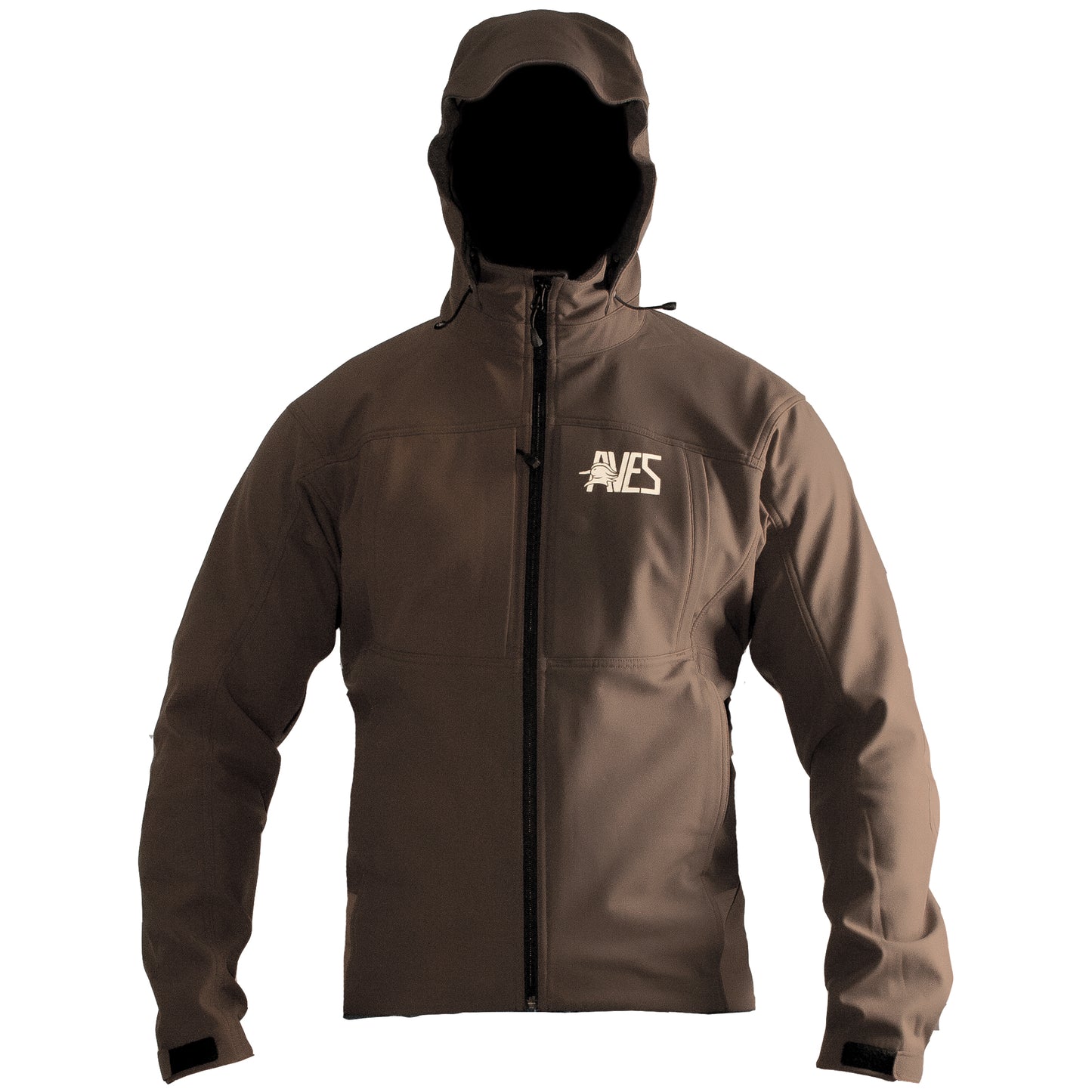 AVES drifter jacket solid brown top-rated waterfowl mid-weight 4-way stretch outer layer jacket / coat front