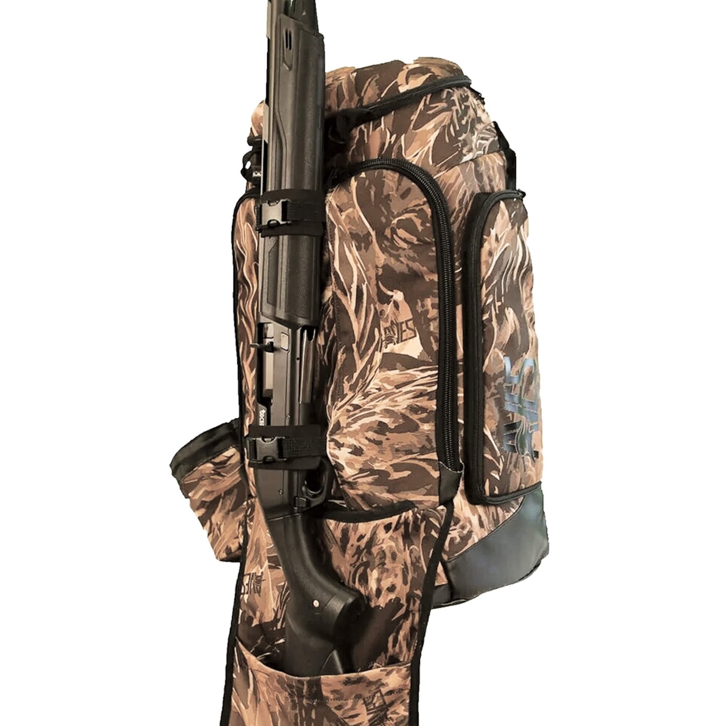 AVES Hybrid Elite Pack refuge camo best goose hunting adjustable shelves 40 liter backpack with gun holder strapped gun holder