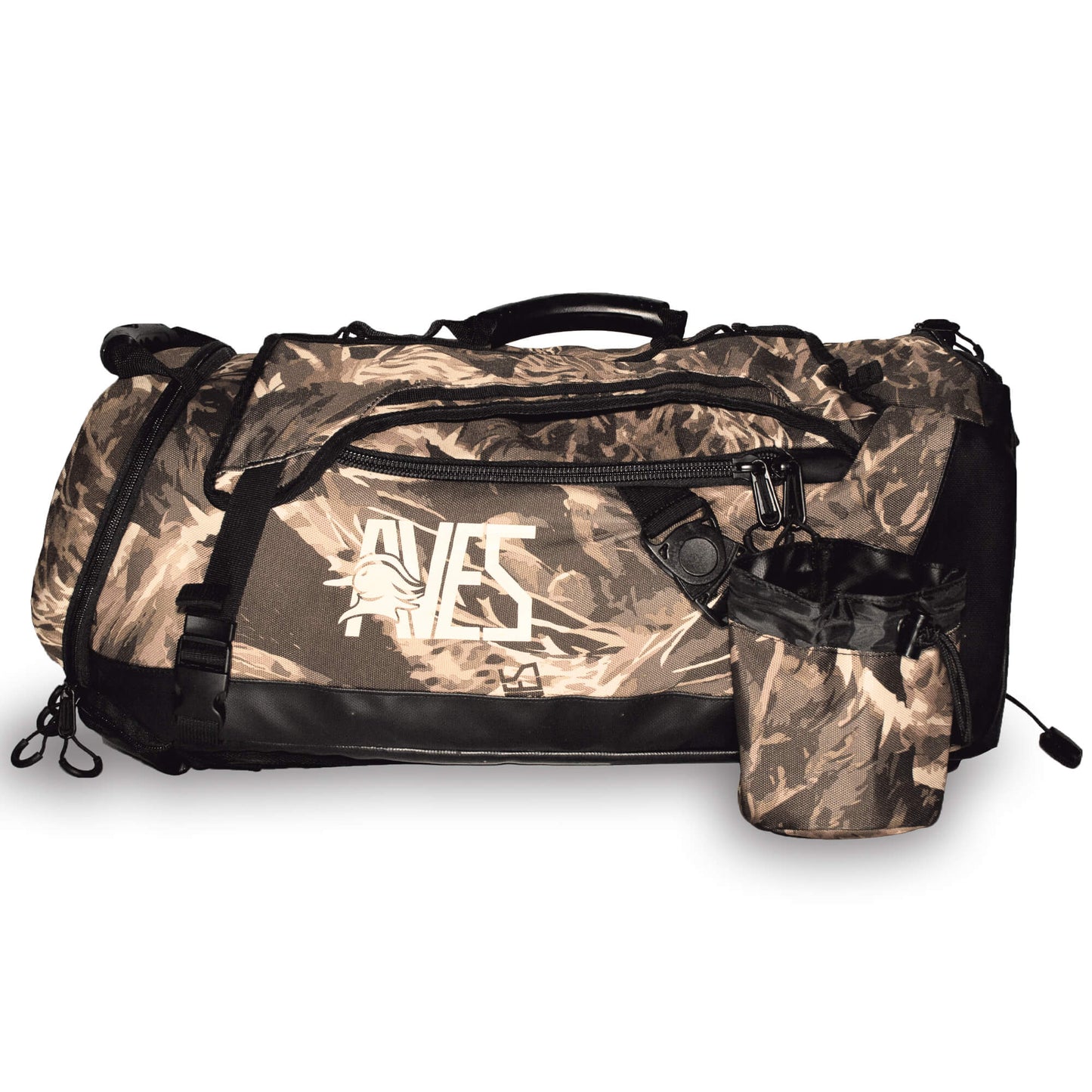 AVES Hybrid Elite Pack refuge camo most organized waterfowl hunting adjustable shelves 40 liter backpack with gun holder side pockets