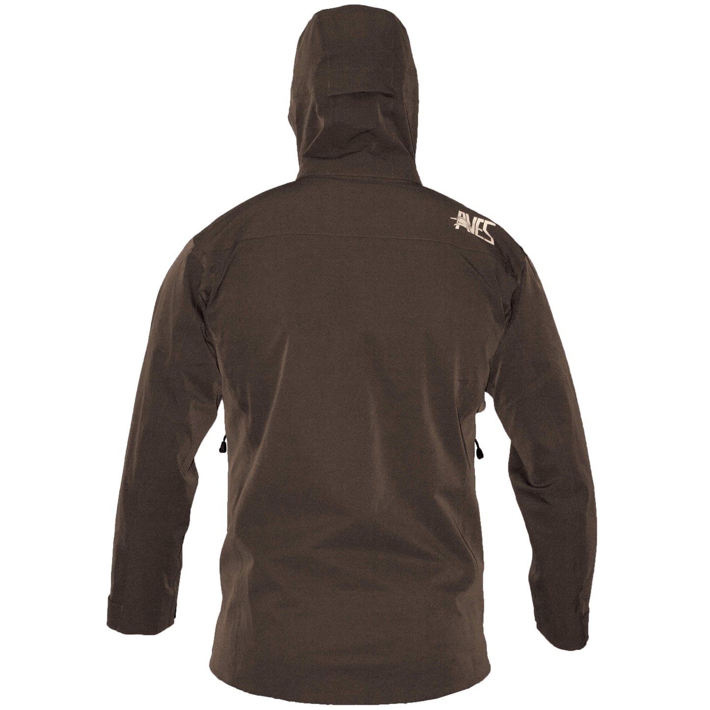 AVES Wading Storm Shell solid brown best goose hunting  waterproof quiet stretch rain jacket back