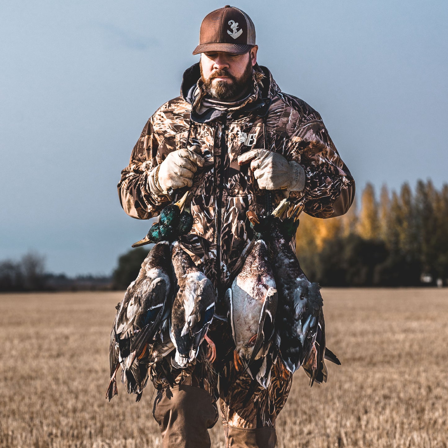 AVES Cinch Down Game Tote refuge camo 5-start waterfowl hunting heavy duty game tote individual paracord drops