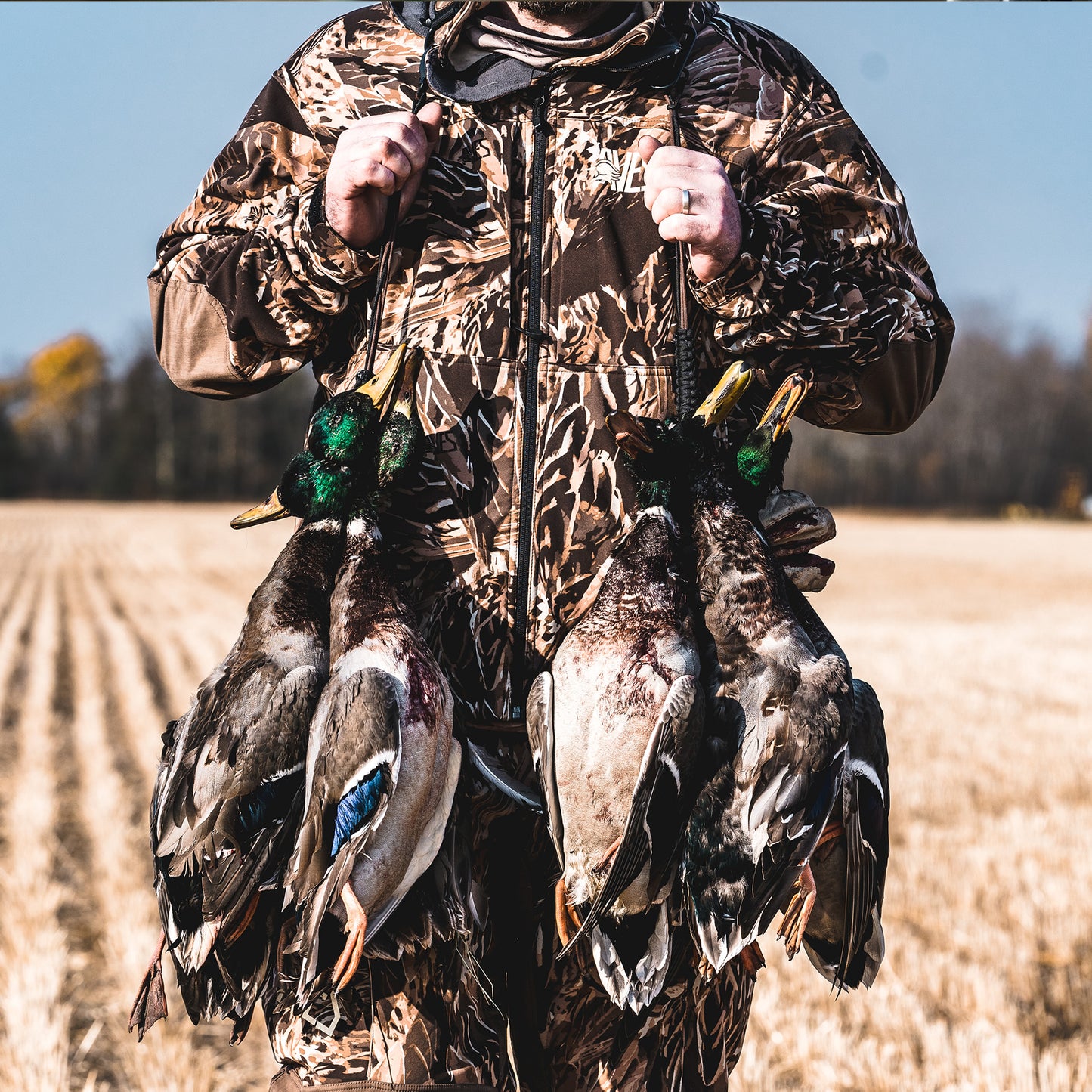 AVES Cinch Down Game Tote refuge camo best duck hunting heavy duty game tote individual paracord drops