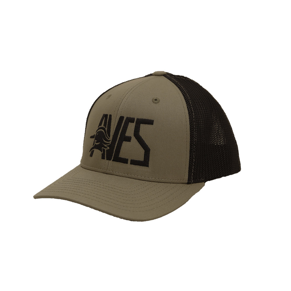 AVES Logo Flex Fit Hat tan/black Branded Logo Gear front