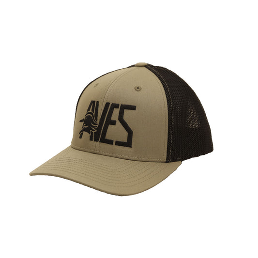 AVES Logo Flex Fit Hat tan/black Branded Logo Gear front