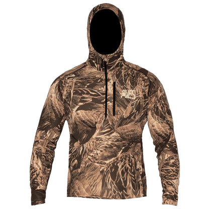 AVES Stratum Camo best duck hunting mid-weight hoodie front