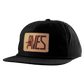 AVES Leather Patch Rope Hat Black  Branded Logo Gear   front