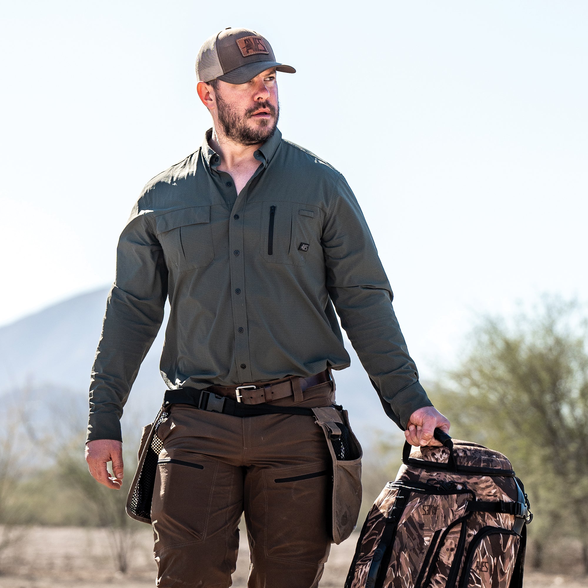 AVES Dot.Air Long Sleeve Shirt Olive Green  best hunting gear lightweight 360 degree breathability warm weather 