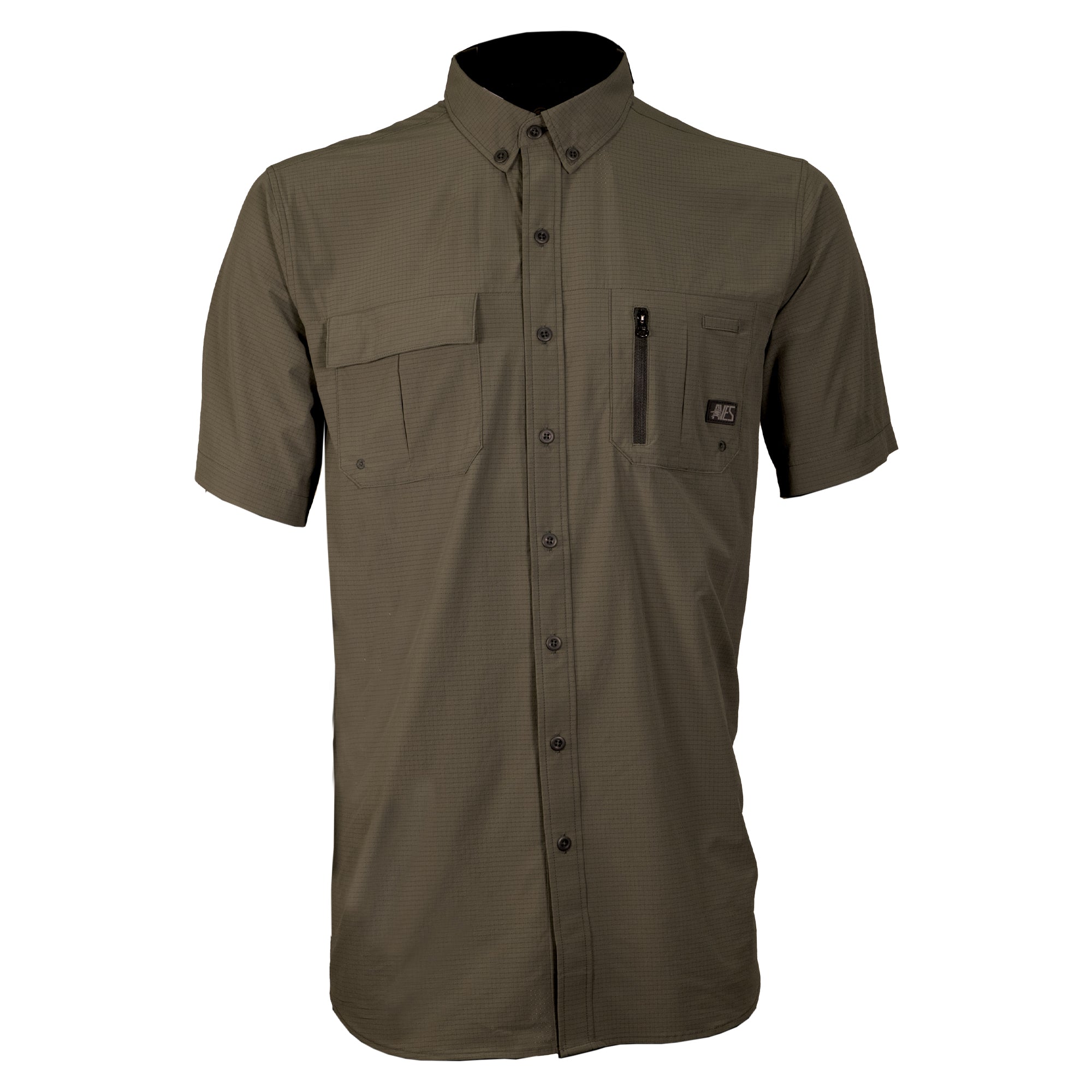 AVES Dot.Air Short Sleeve Shirt Olive Green best hunting gear lightweight 360 degree breathability front 