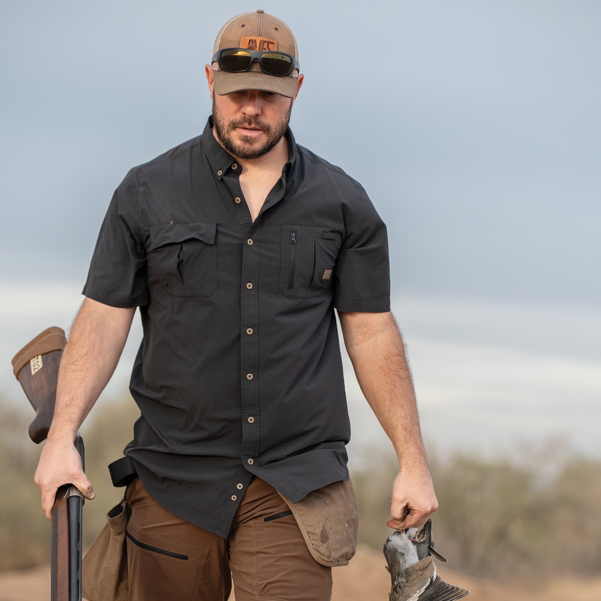 AVES Dot.Air Short Sleeve Shirt Slate best hunting gear lightweight 360 degree breathability field work 