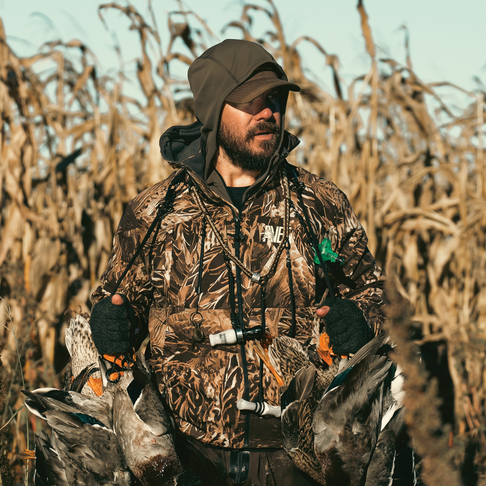 Aves midway 203 hoodie brown top-rated duck hunting light weight all way stretch base layer 
