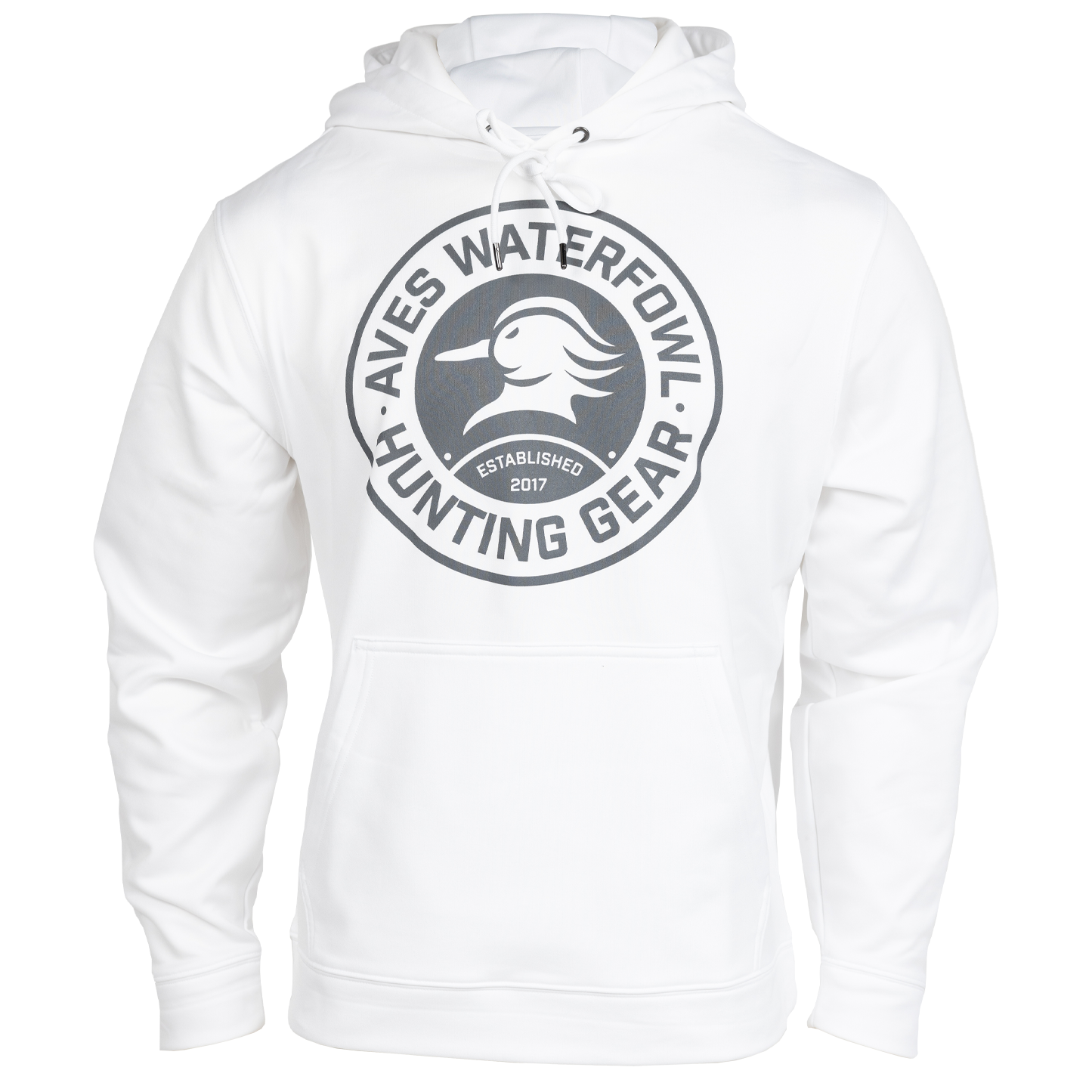 AVES Hunting Gear Lightweight Hoodie White Branded Logo Gear front