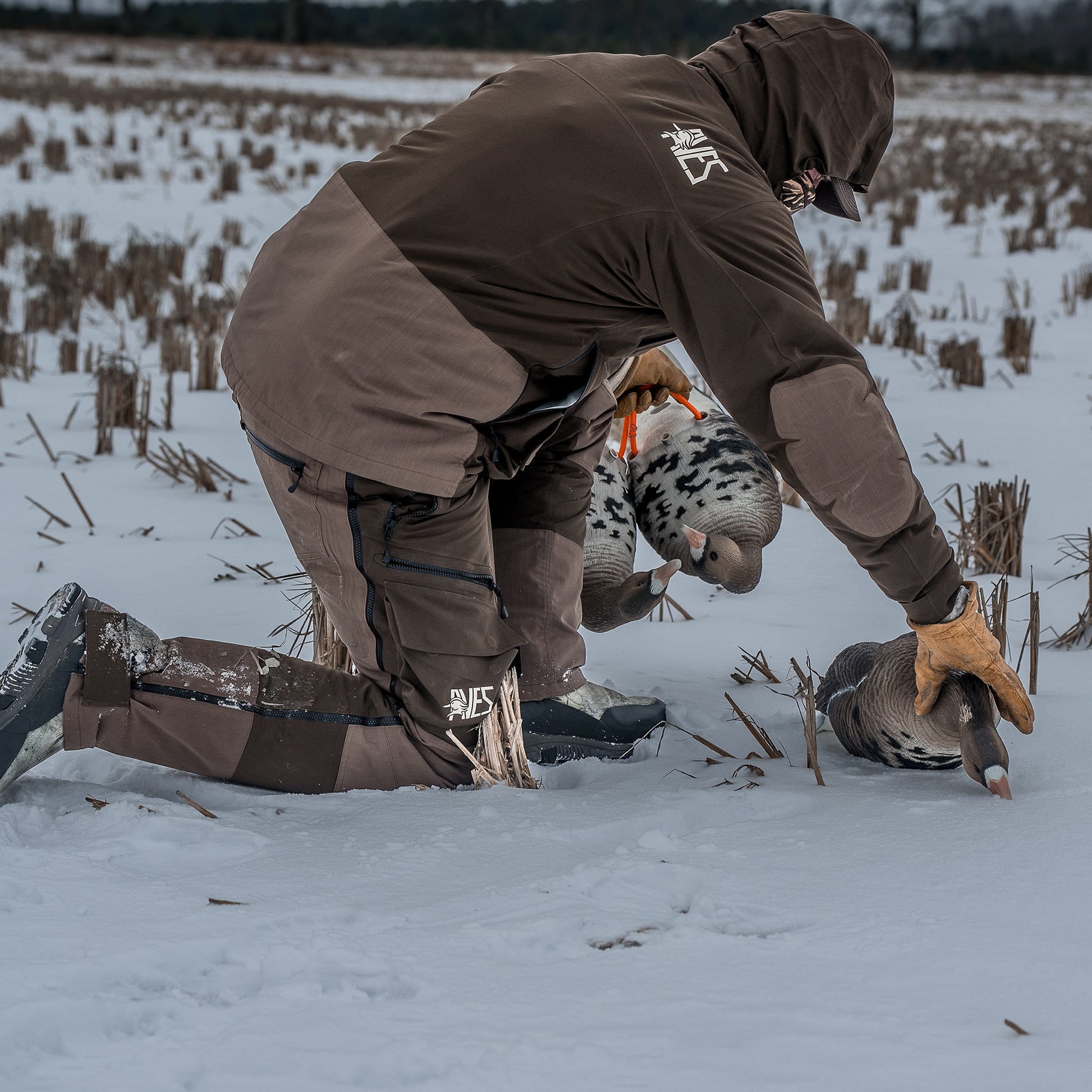 AVES Bering Bibs solid brown top-rated  goose hunting  cold weather waterproof insulated bibs windproof 