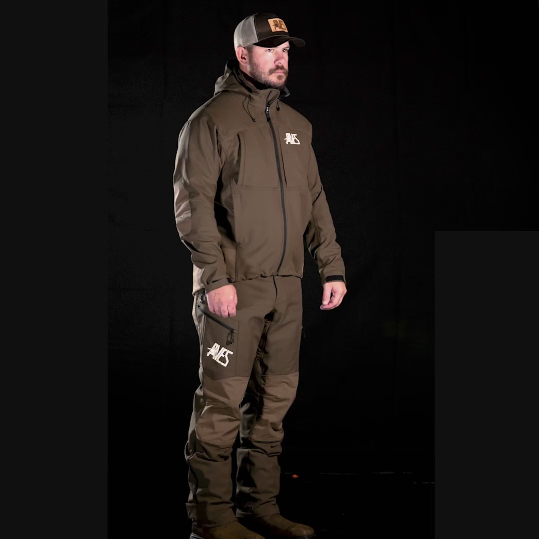 AVES drifter pant solid brown  top-rated duck hunting  mid-weight 4-way stretch outer layer pant looks video overview