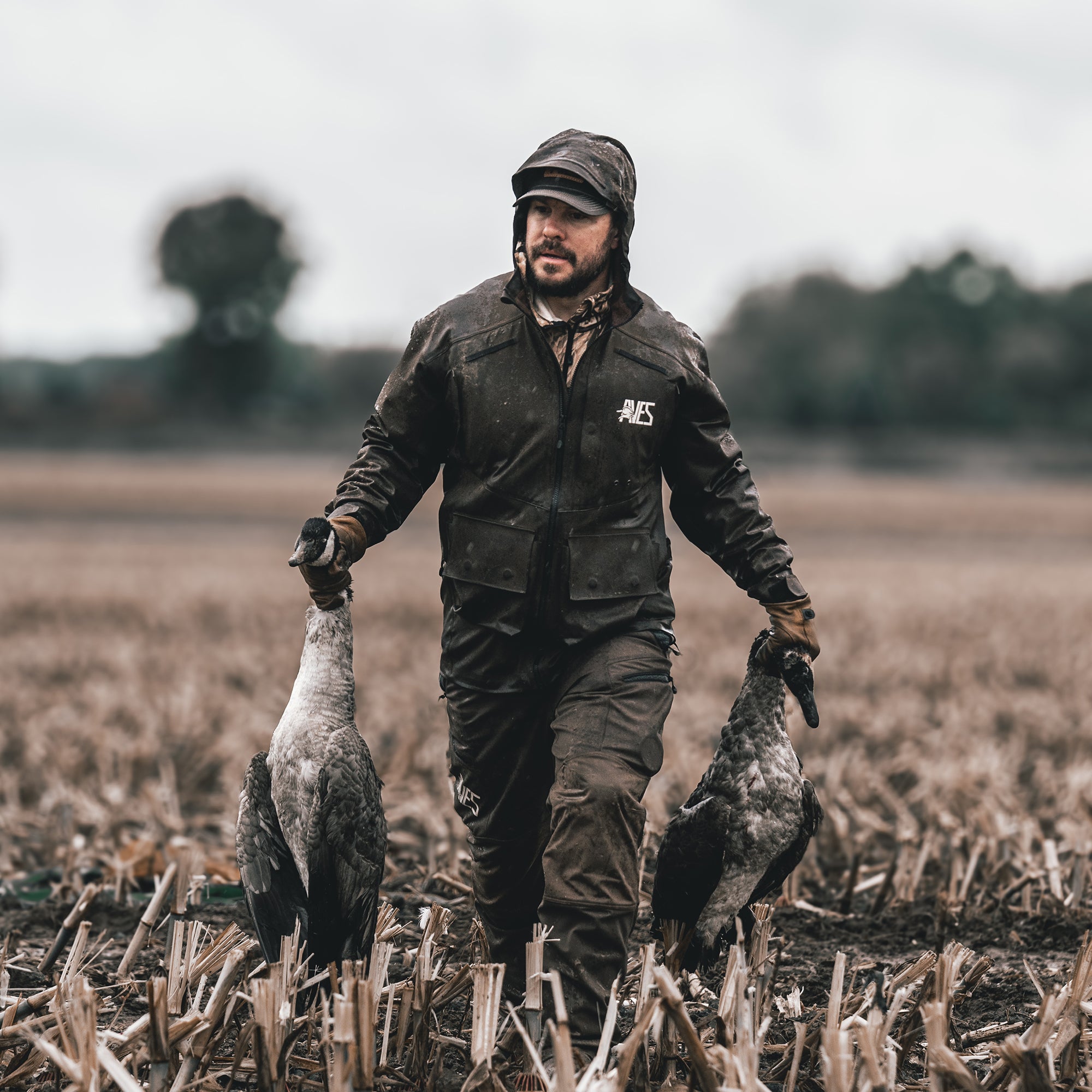 AVES Wading Storm Shell solid brown 5-star goose hunting waterproof quiet stretch rain coat field work 