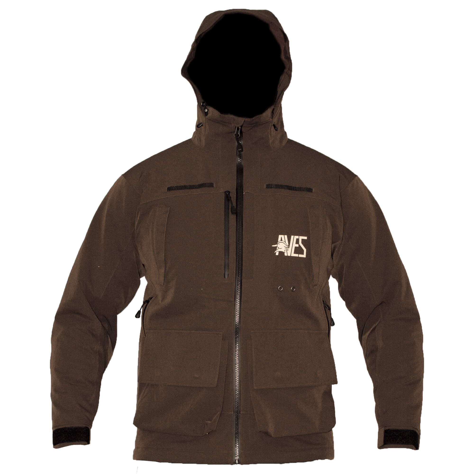AVES Bering Jacket solid brown best duck hunting cold weather waterproof insulated jacket front 
