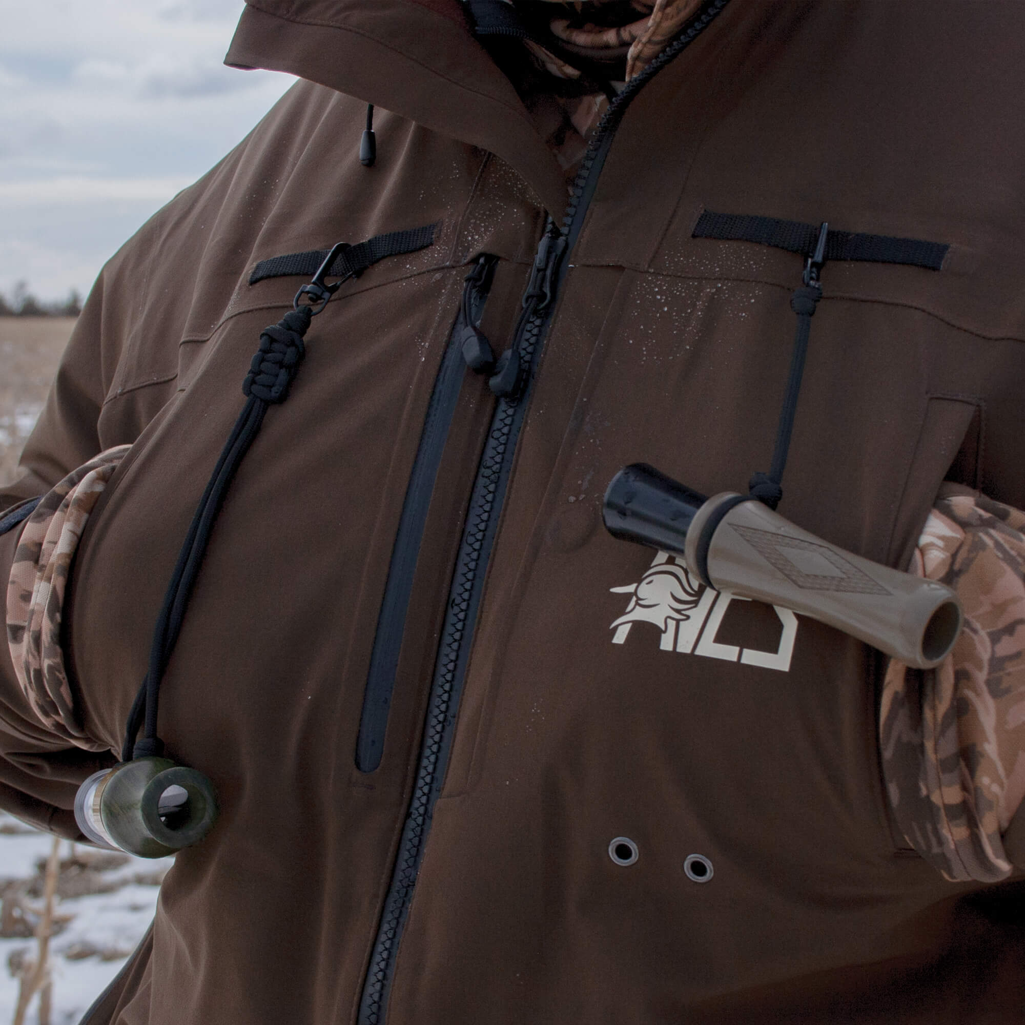 AVES Bering Jacket solid brown 5-star goose hunting  cold weather waterproof insulated coat lanyard straps