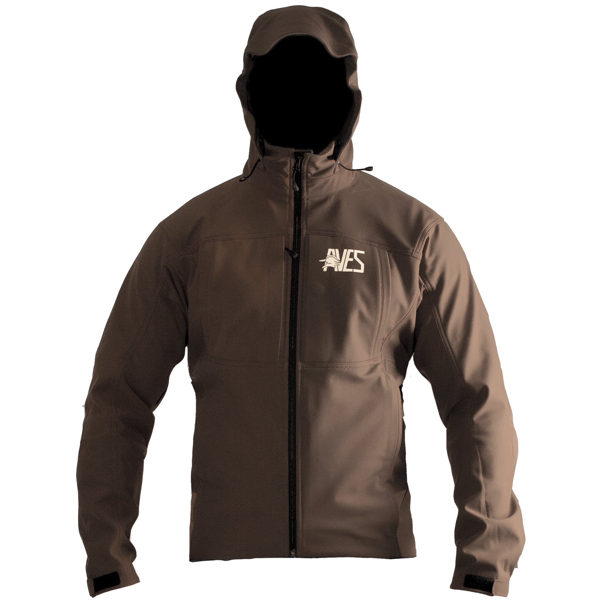 AVES drifter jacket solid brown  top-rated waterfowl  mid-weight 4-way stretch outer layer jacket / coat front