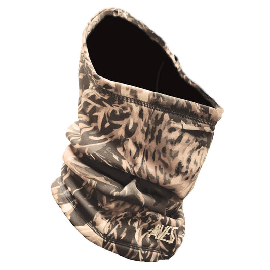 AVES stratum facemask Camo top rated waterfowl face concealment all season all way stretch facemask side view