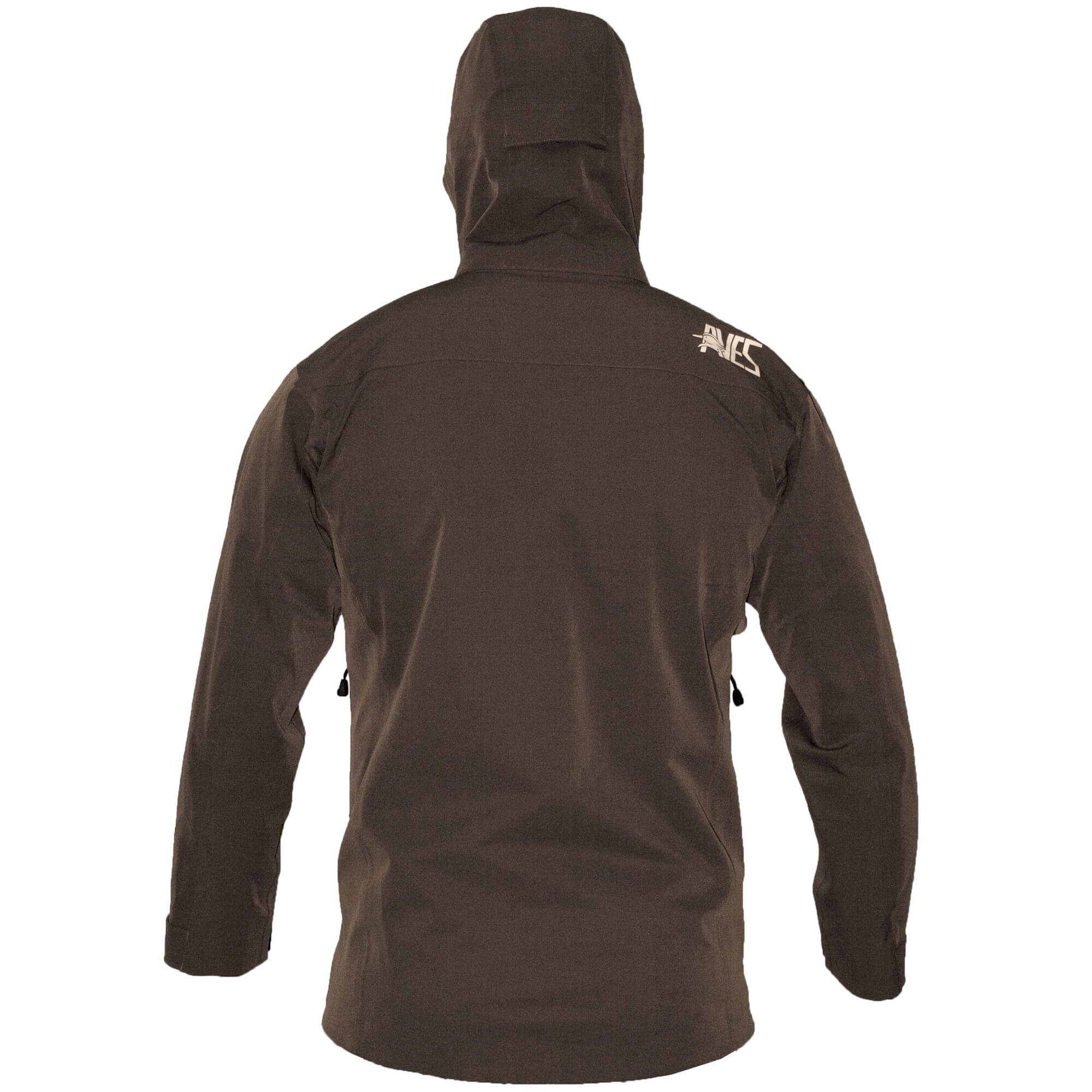 AVES Wading Storm Shell solid brown best goose hunting  waterproof quiet stretch rain jacket back 